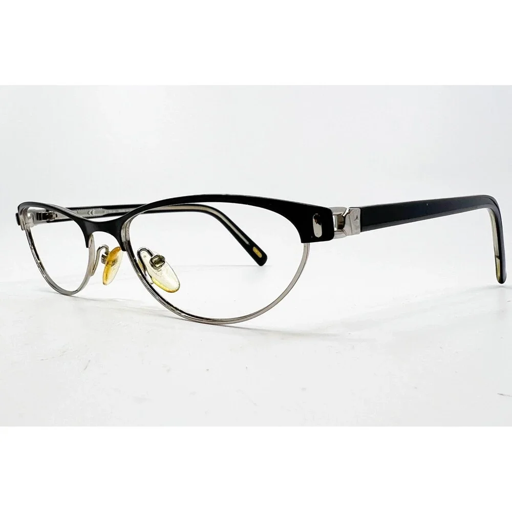 Furla Eyeglasses Womens Black Silver Cat Eye VU4248J 52-16-135